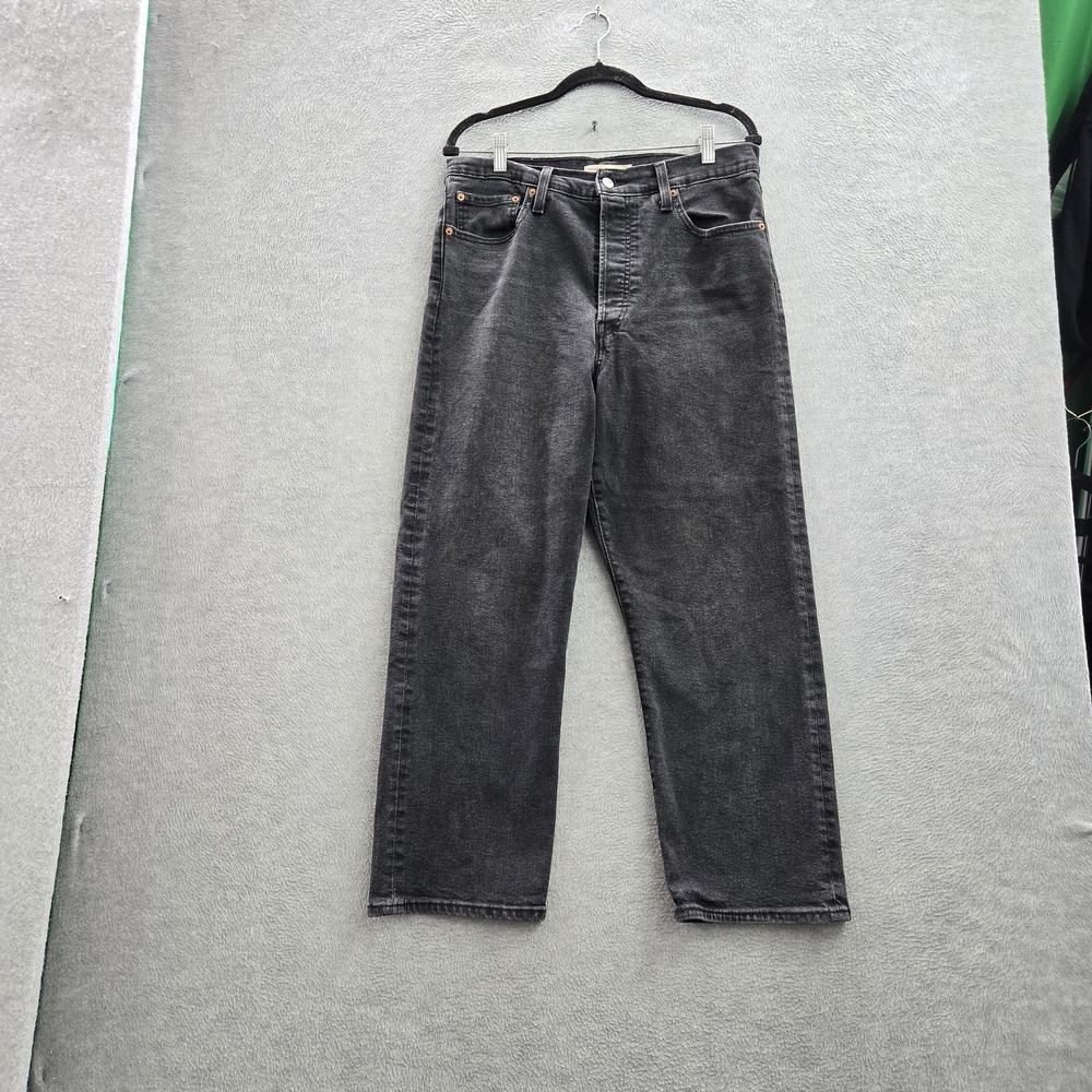 Levi's Ribcage Women Jeans 32X27 Black Denim Ankle Straight 26"